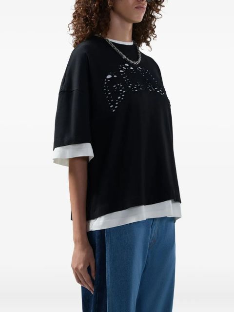 GCDS perforated layered T-shirt - Black