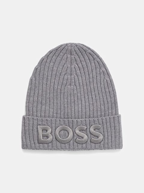 BOSS czapka wełniana kolor szary 50497815 - zdjęcie produktu nr 1