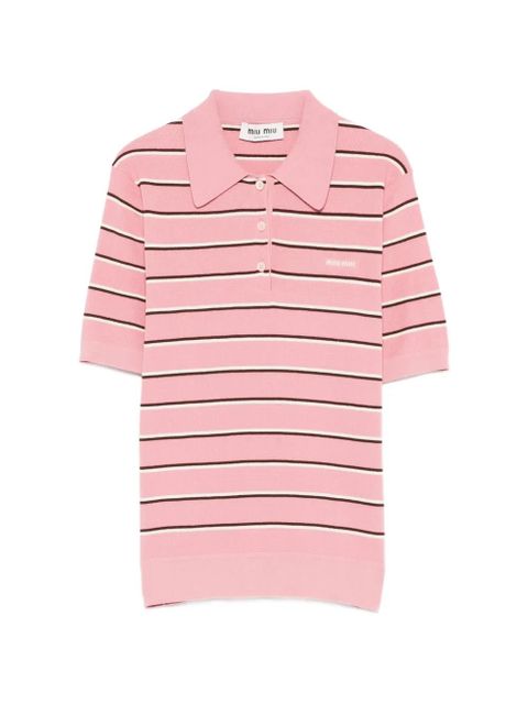Miu Miu striped polo T-shirt - Pink - zdjęcie produktu nr 1