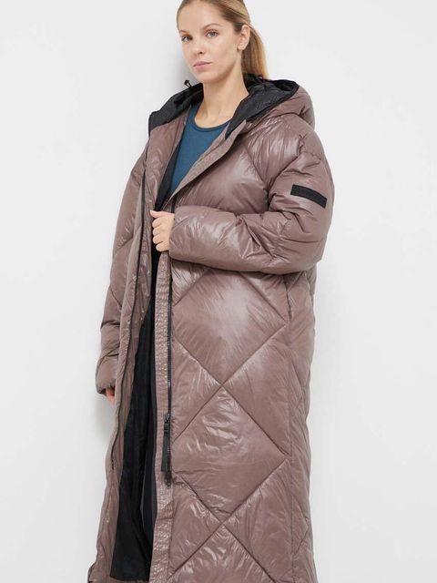 Didriksons kurtka damska kolor brązowy zimowa oversize