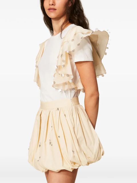 TWINSET ruffled embellished T-shirt - White