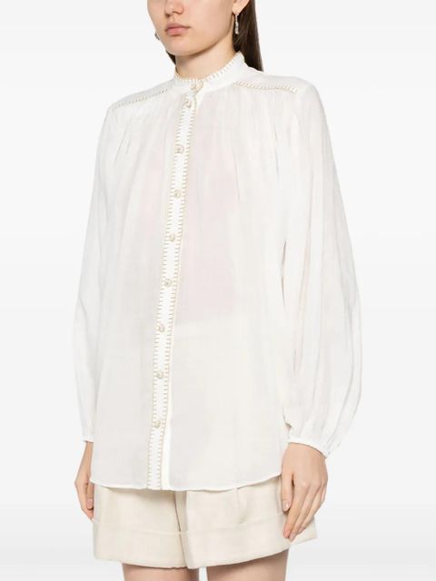 ZIMMERMANN Junie stitch-detail ramie blouse - White