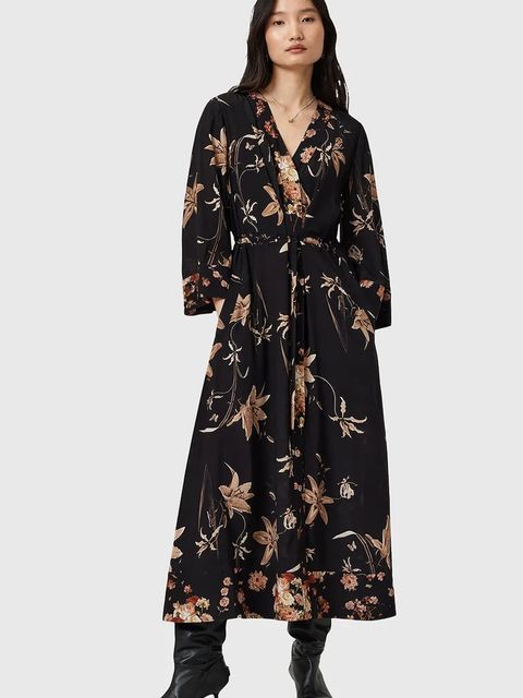 AllSaints sukienka DIANA kolor czarny maxi rozkloszowana W020DD - zdjęcie produktu nr 1