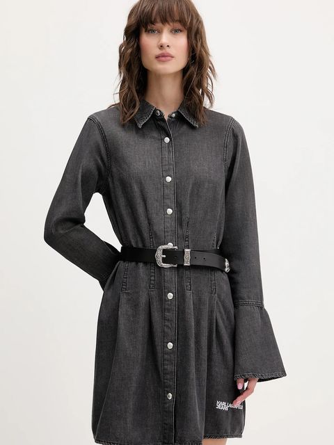 Karl Lagerfeld Jeans sukienka jeansowa kolor szary mini rozkloszowana A4W13003 - zdjęcie produktu nr 1