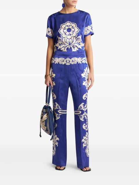 ETRO baroque print tapered trousers - Blue