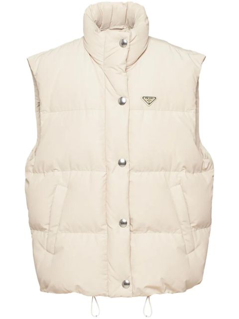 Prada logo-plaque padded vest - White - zdjęcie produktu nr 1