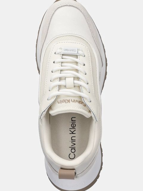 Calvin Klein sneakersy RUNNER LACE UP MESH MIX damskie kolor beżowy HW0HW02487