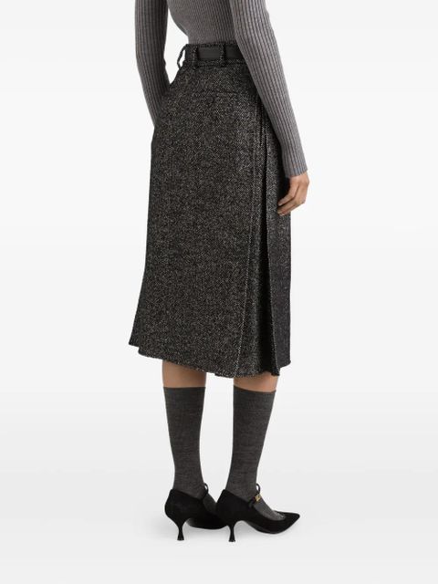 Dolce & Gabbana pleated herringbone midi skirt - Grey