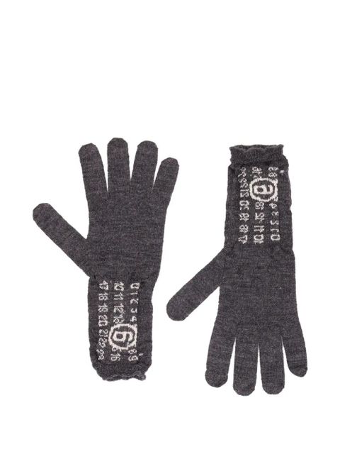 MM6 Maison Margiela numbers-motif gloves - Grey - zdjęcie produktu nr 1