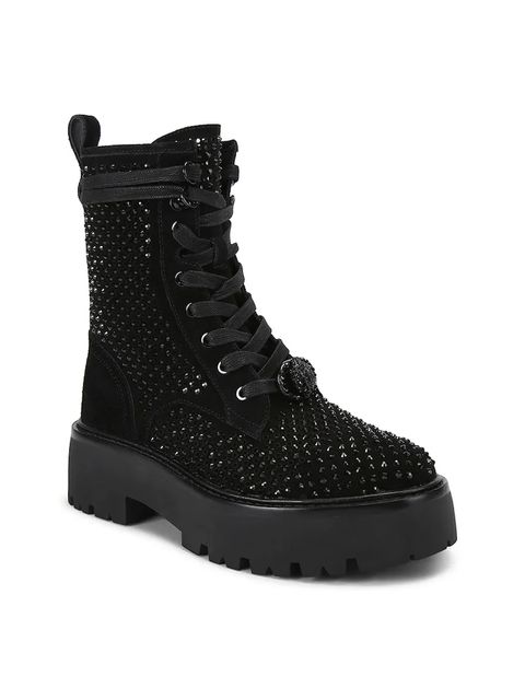Kurt Geiger London workery zamszowe Chelsea Perf Boot Drench damskie kolor czarny na płaskim obcasie 4747900209
