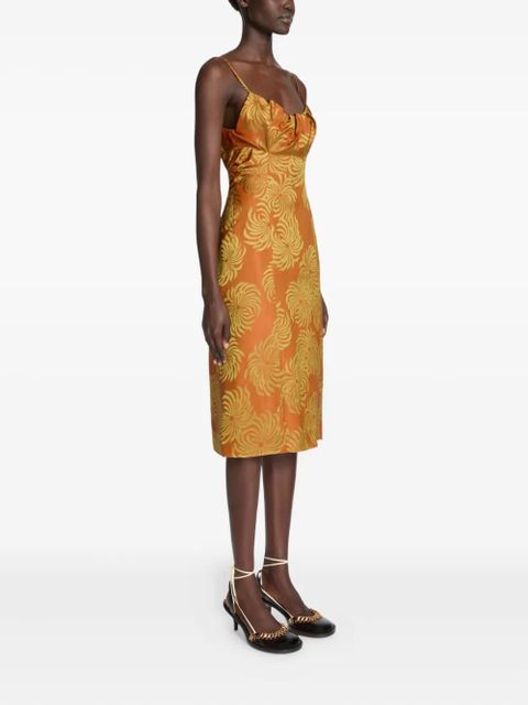 DRIES VAN NOTEN geometric-pattern midi dress - Orange
