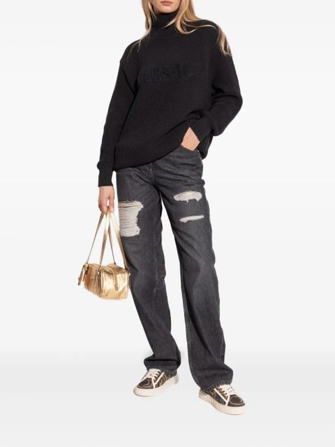 Versace textured high-neck jumper - Black