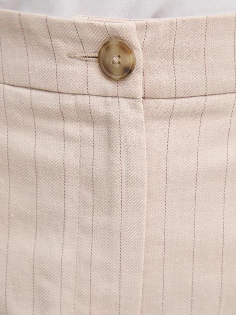 United Colors of Benetton szorty z domieszką lnu damskie kolor beżowy wzorzyste high waist 49KBD901X