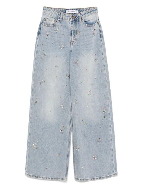 Self-Portrait crystal-embellished wide-leg jeans - Blue - zdjęcie produktu nr 1