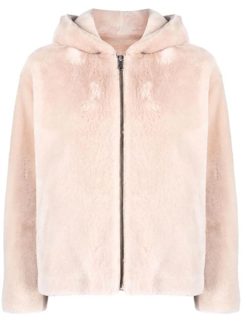 Yves Salomon shearling hooded jacket - Neutrals - zdjęcie produktu nr 1