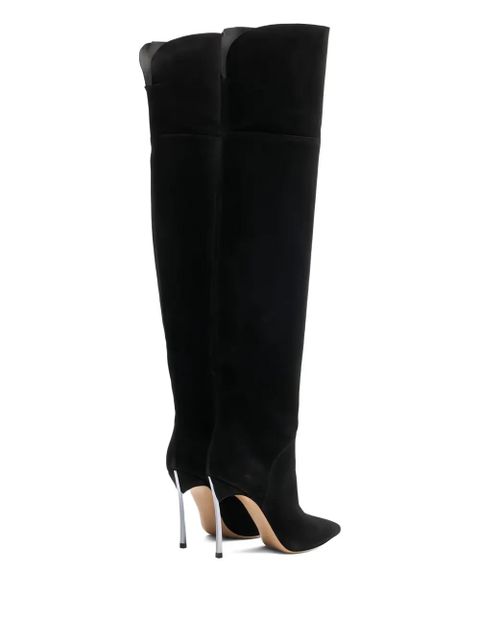 Casadei 100MM metallic-heel suede over-the-knee boots - Black - zdjęcie produktu nr 2