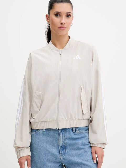 adidas kurtka Essentials kolor beżowy przejściowa oversize JE1317