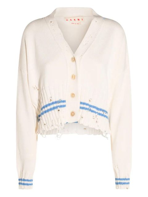 Marni distressed-effect cardigan - White - zdjęcie produktu nr 1