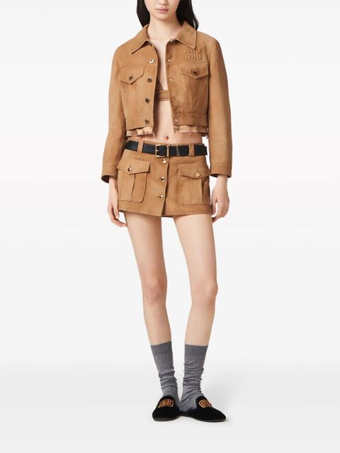 Miu Miu suede flap-pocket miniskirt - Brown - zdjęcie produktu nr 2