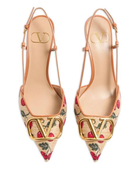 Valentino Garavani 80mm VLogo Signature cherryfic-print pumps - Neutrals