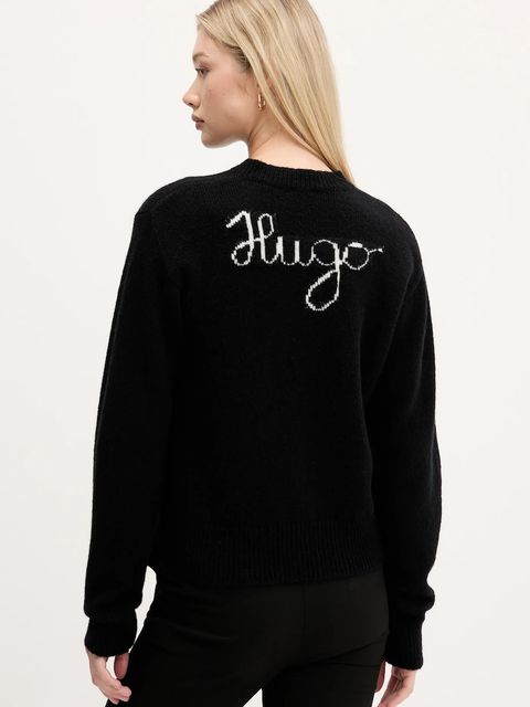 HUGO sweter wełniany damski kolor czarny 50545092