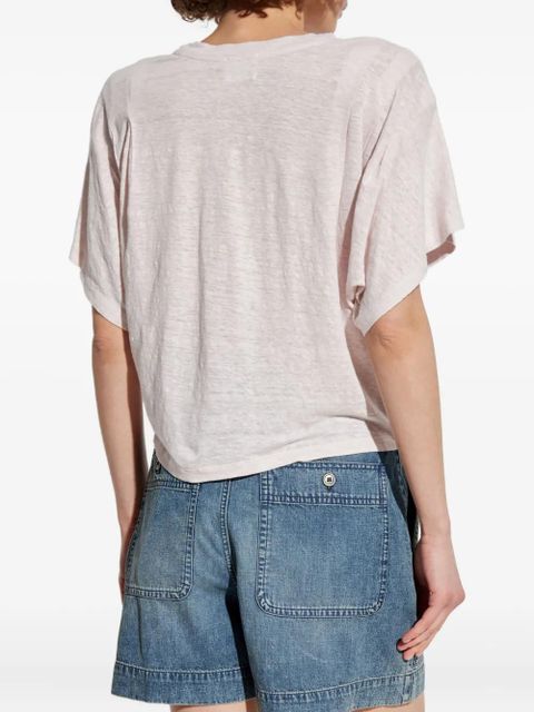 MARANT ÉTOILE metallic-logo linen t-shirt - Pink