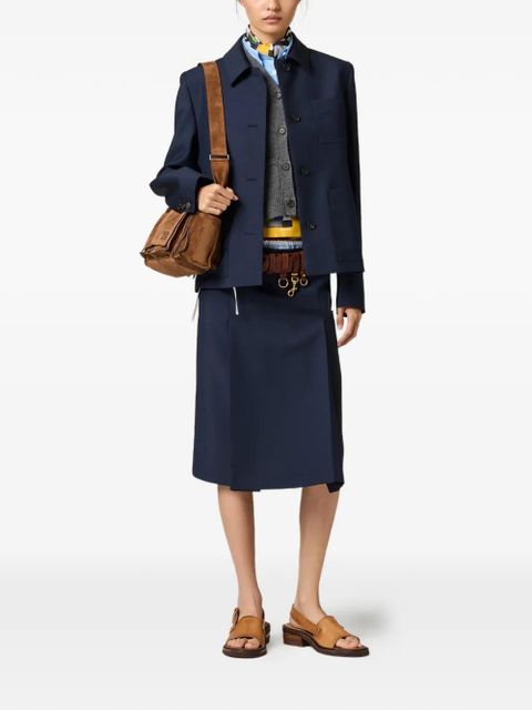 Miu Miu patch-pocket embroidered-logo jacket - Blue - zdjęcie produktu nr 2