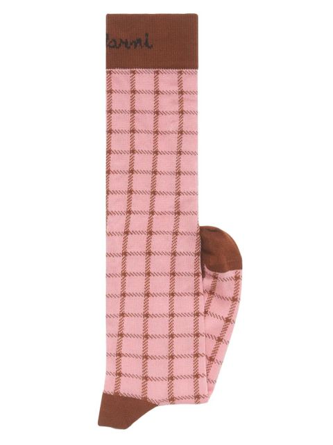 Marni jacquard checked-pattern socks - Pink