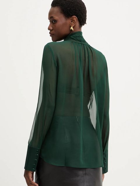Retrofete koszula jedwabna Suri damska kolor zielony regular FW24-10301
