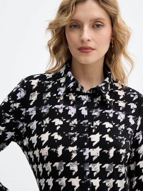 Sisley koszula damska kolor czarny regular z kołnierzykiem klasycznym 5ZVHLQ07H