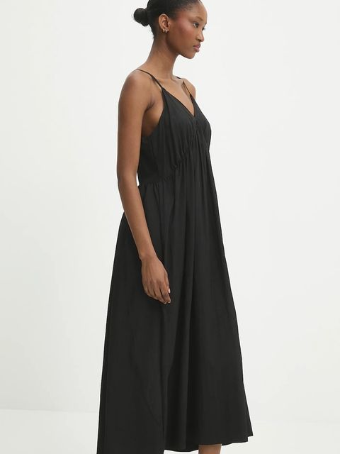 Answear.LAB sukienka kolor czarny midi rozkloszowana