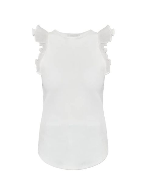 ZIMMERMANN Awaken ruffled-trim ribbed tank top - White - zdjęcie produktu nr 1
