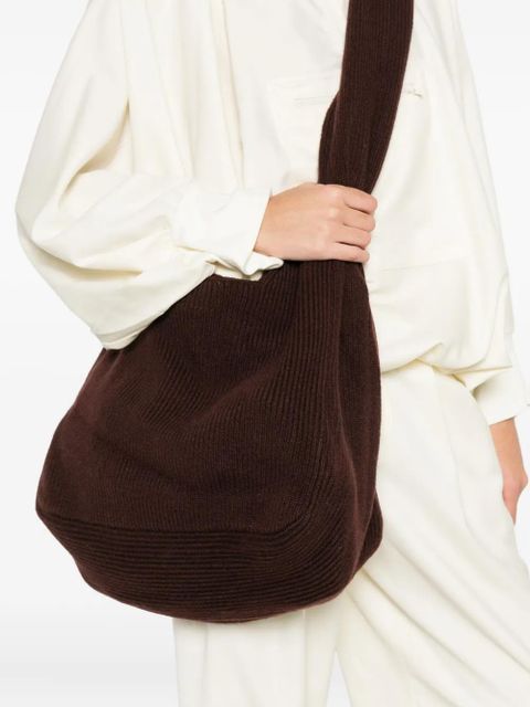 Aya Muse Sol ribbed shoulder bag - Brown