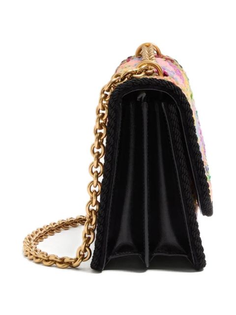 Valentino Garavani floral embroidered mini shoulder bag - Black