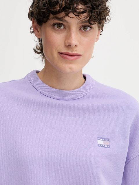 Tommy Jeans bluza bawełniana damska kolor fioletowy gładka DW0DW19408