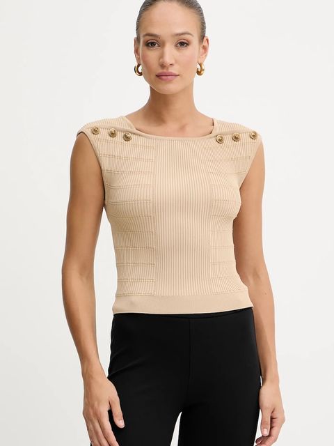 Guess top EVANGELINE damska kolor beżowy gładka W5YR12 Z0130 - zdjęcie produktu nr 1