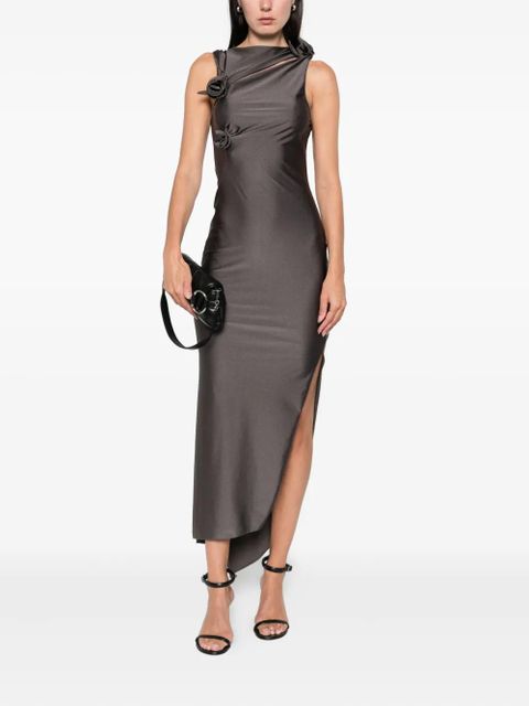 Coperni flower-appliqué midi dress - Grey