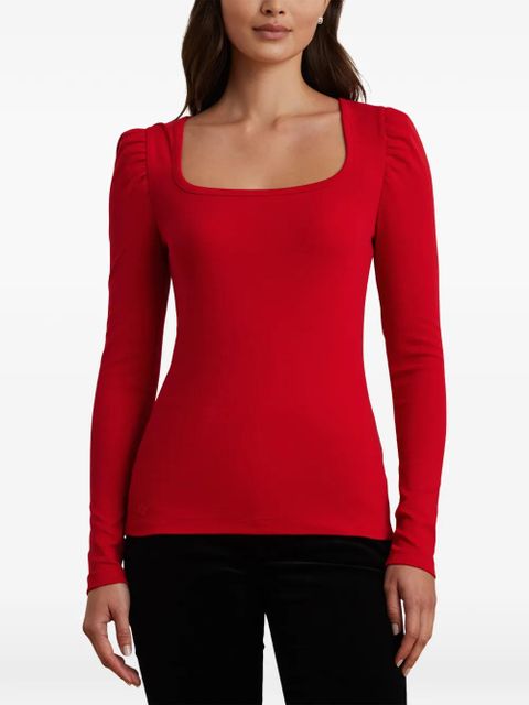 Lauren Ralph Lauren puff-sleeve square-neck top - Red - zdjęcie produktu nr 1
