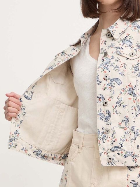 Pepe Jeans kurtka jeansowa REGULAR JACKET PAISLEY damska kolor beżowy przejściowa PL402409