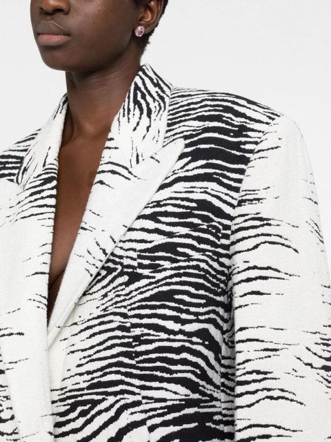 The Attico zebra-print single-breasted blazer - White