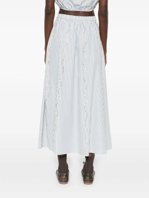 SANDRO striped-pattern embellished skirt - White