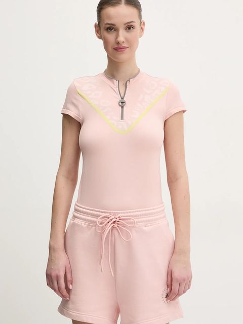 adidas by Stella McCartney t-shirt treningowy TrueNature kolor różowy z półgolfem JI5227 - zdjęcie produktu nr 1