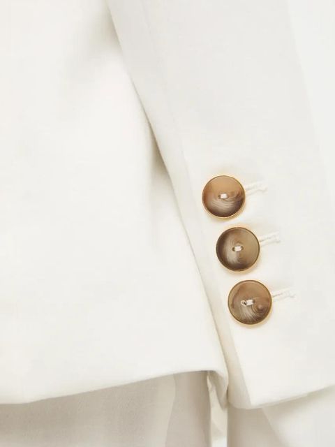 Answear.LAB marynarka taliowana z chustą kolor biały jednorzędowa gładka