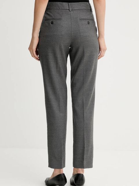 Weekend Max Mara spodnie z wełną CALDAIA damskie kolor szary fason chinos high waist 2525136152600 - zdjęcie produktu nr 2