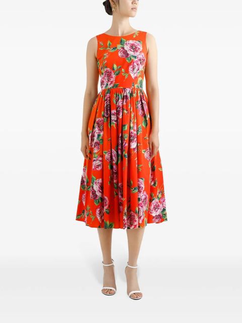 Dolce & Gabbana floral-print midi dress - Red - zdjęcie produktu nr 2