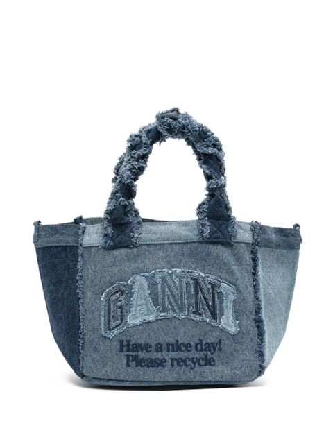 GANNI frayed panelled tote bag - Blue - zdjęcie produktu nr 1
