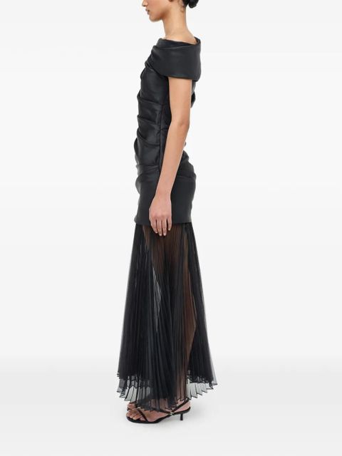 Simkhai Ammalie draped pleated-skirt taffeta dress - Black