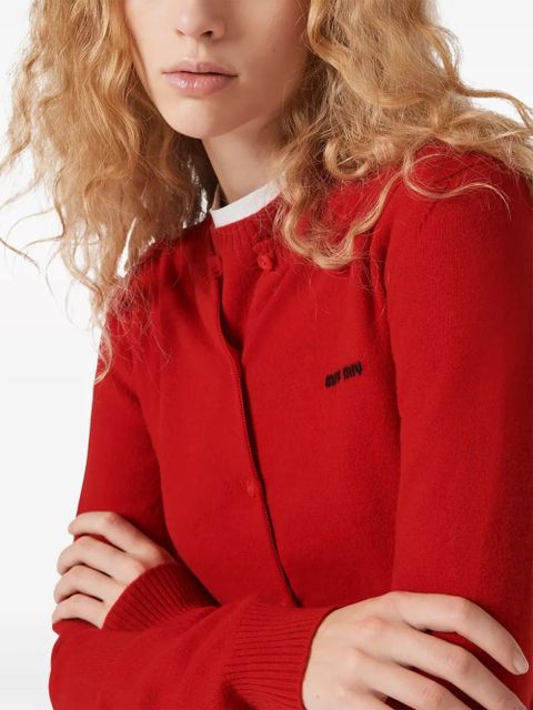 Miu Miu logo-embroidered cashmere cardigan