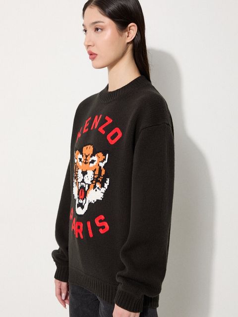 Kenzo sweter wełniany Rws Lucky Tiger Jumper kolor czarny ciepły FE68PU4773LH.99J - zdjęcie produktu nr 2