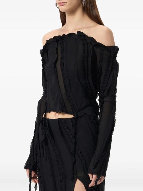 Blumarine off-shoulder ruffled top - Black